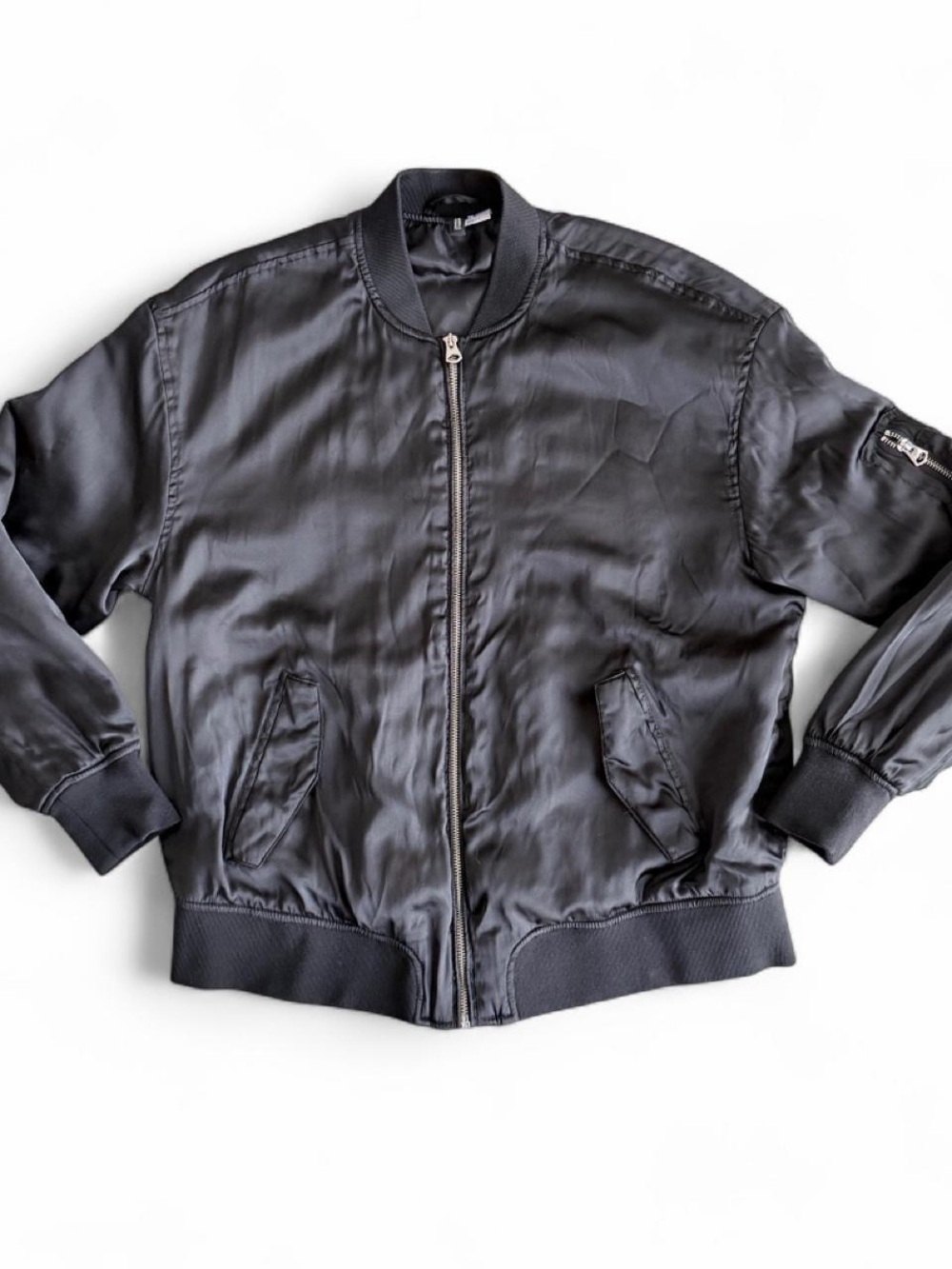 Divided Black Satin Bomber Jacket